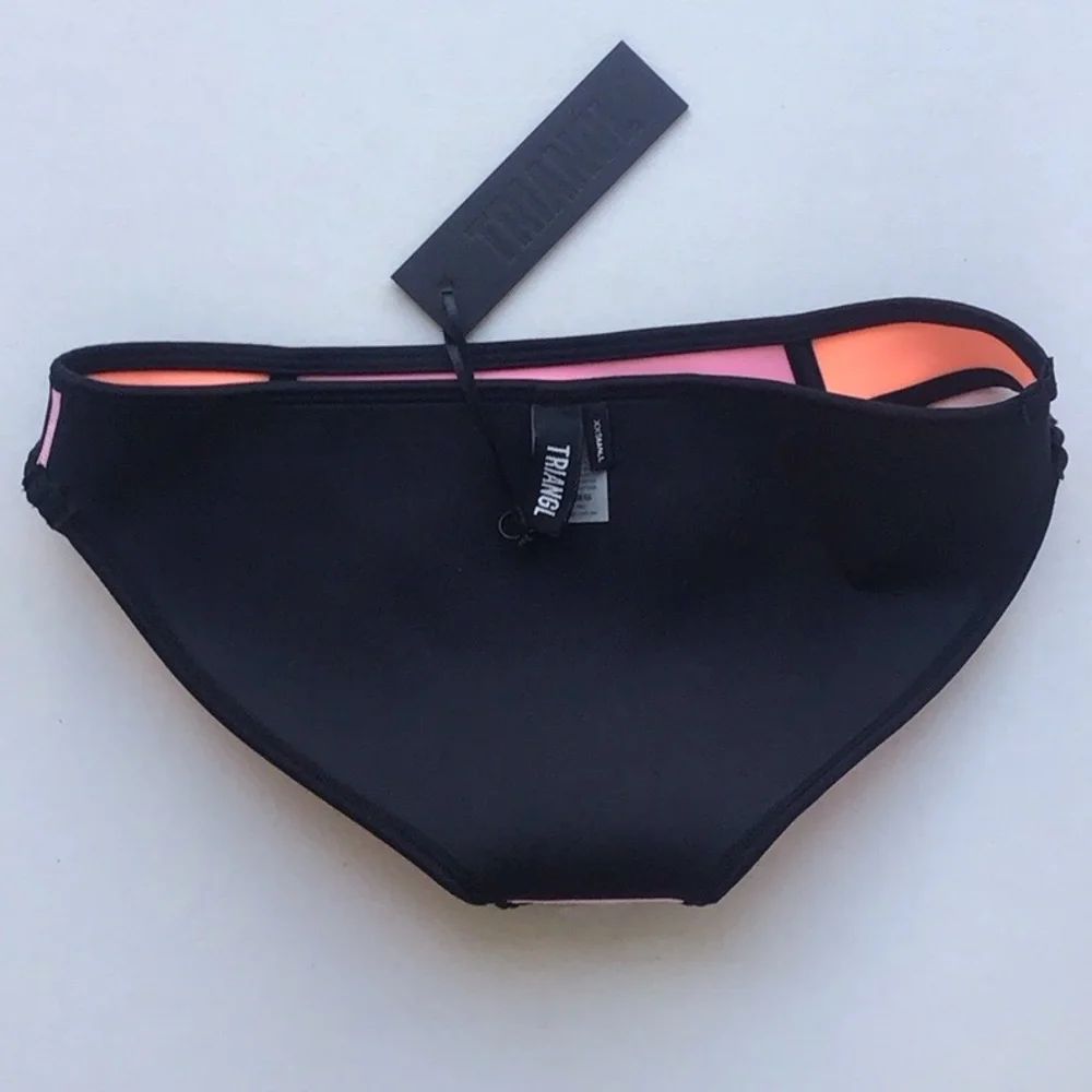 Triangl Swimwear colorblock Pink orange Black Bikini bottom NWT